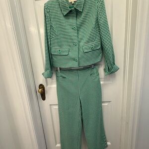Etcetera Green Checkered Women's Pants (size 4) and Jacket (size 6)